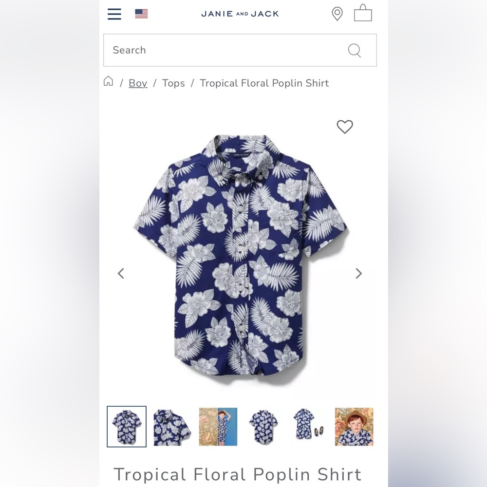 3T Janie and Jack Blue Floral Shirt